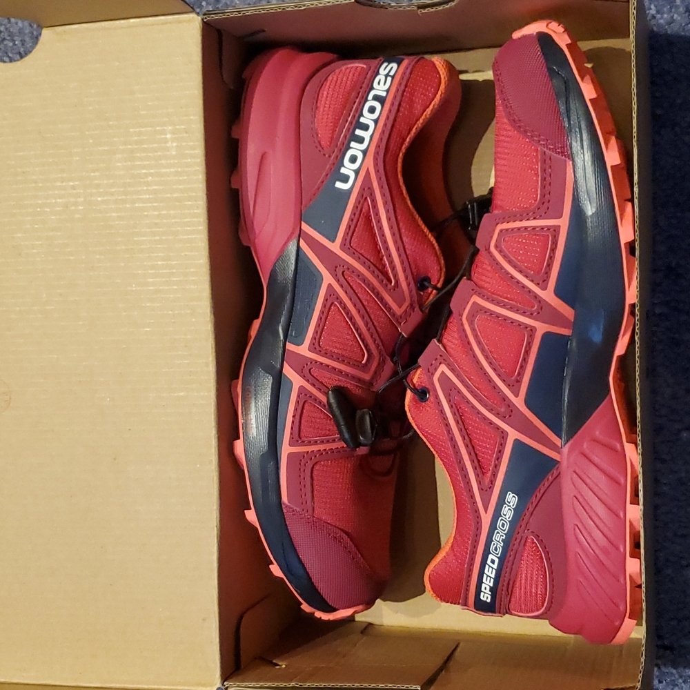 Salomon, Speedcross sneakers, pink and navy, GIRLS size 6, never worn